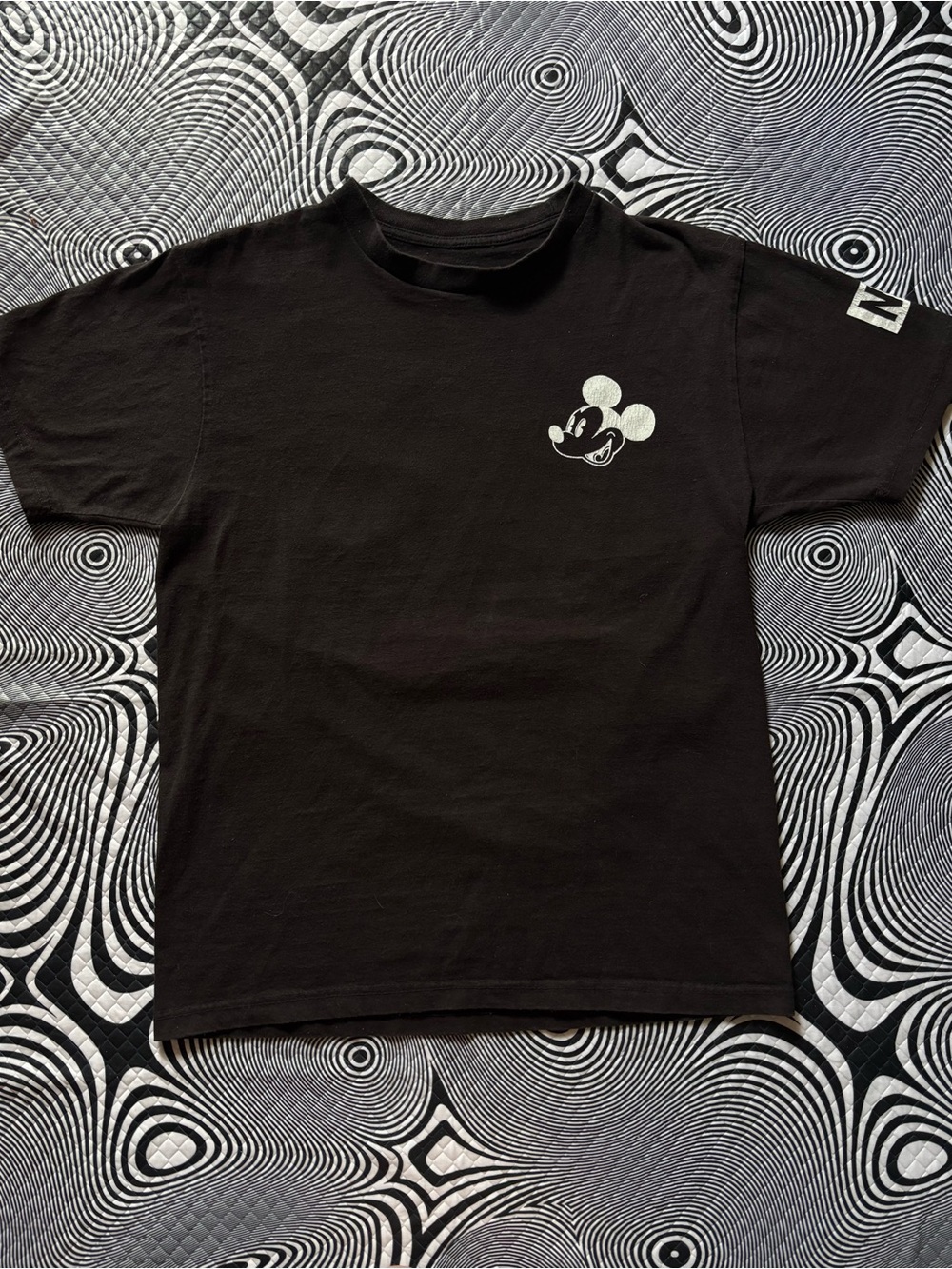 Neff Black Short Sleeve Tee with Small Mickey Graphic